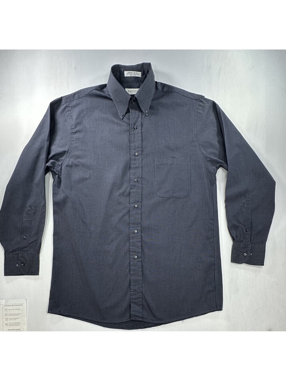 Van Heusen Pinpoint Oxford Long Sleeve Button Up Gray Mens M